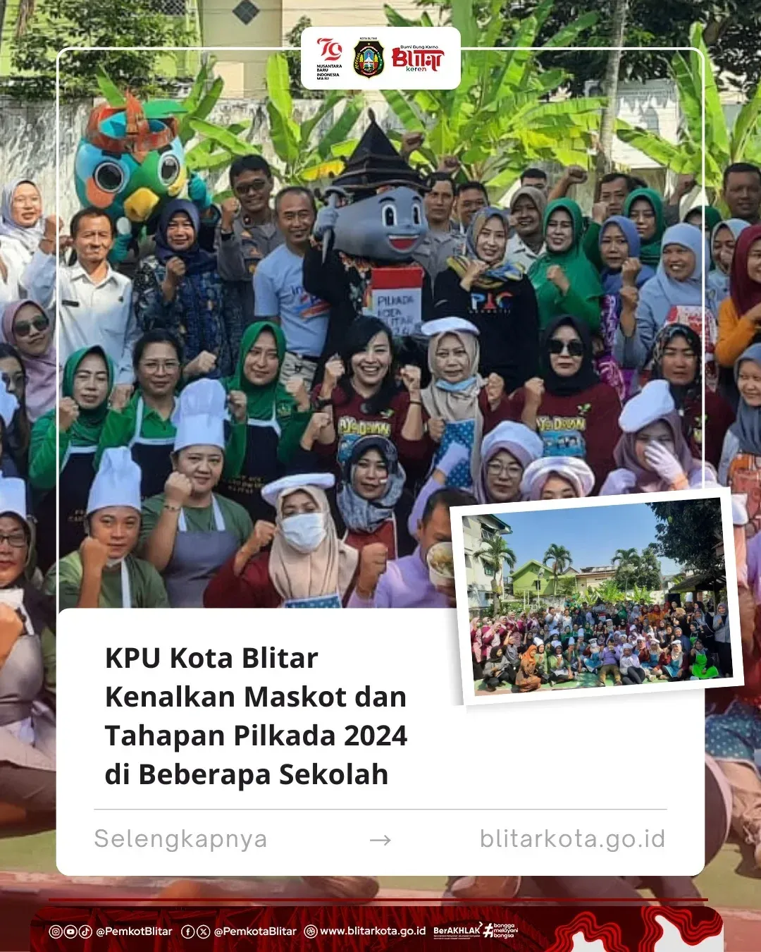 KPU Kota Blitar Gelar Kirab Maskot Pilkada 2024 di Sekolah