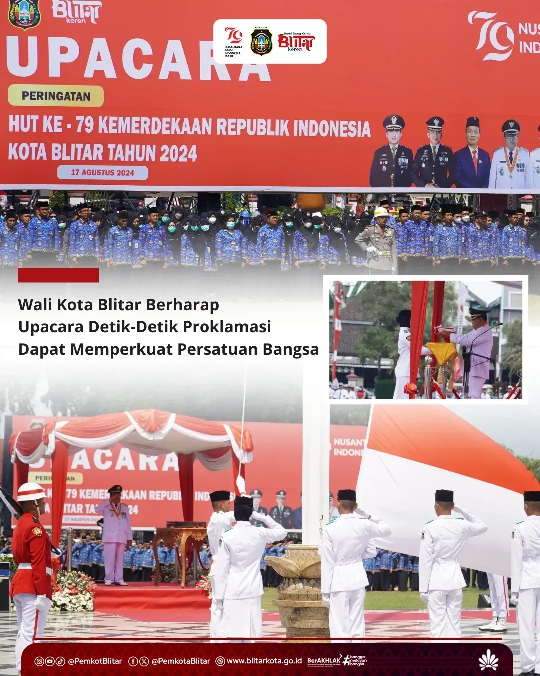 Upacara Peringatan HUT ke-79 Kemerdekaan di Kota Blitar