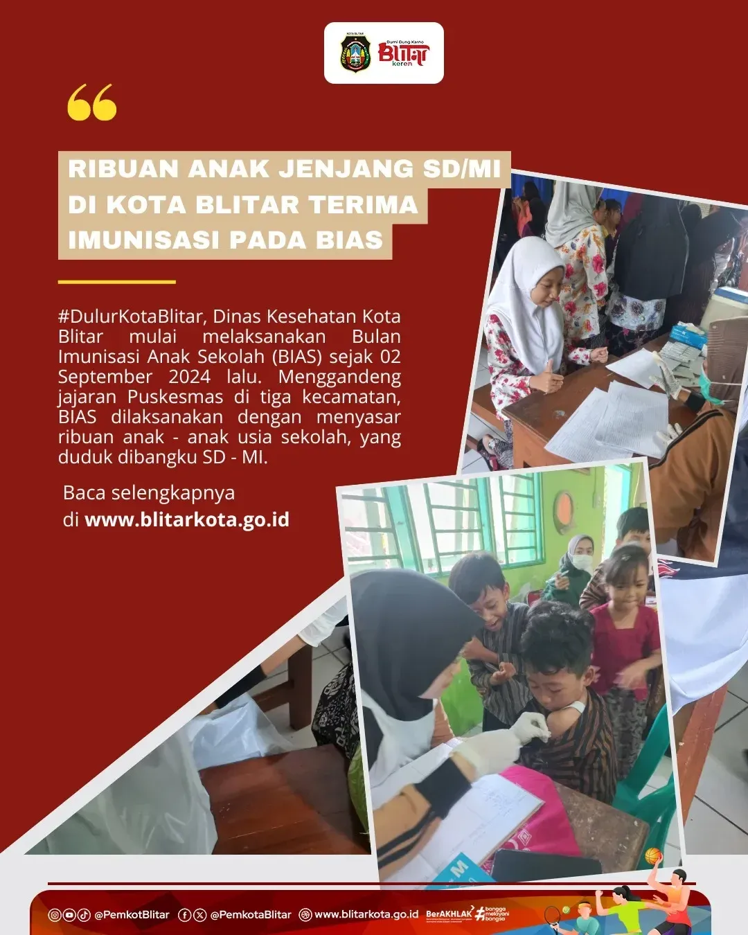 Bulan Imunisasi Anak Sekolah (BIAS) Dinas Kesehatan Kota Blitar