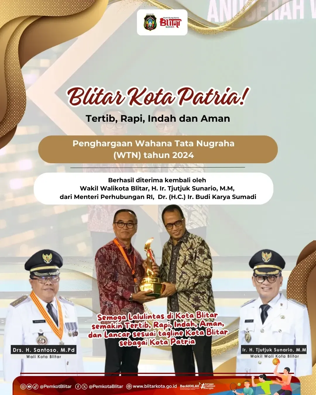 Pemerintah Kota Blitar Raih Penghargaan Wahana Tata Nugraha 2024