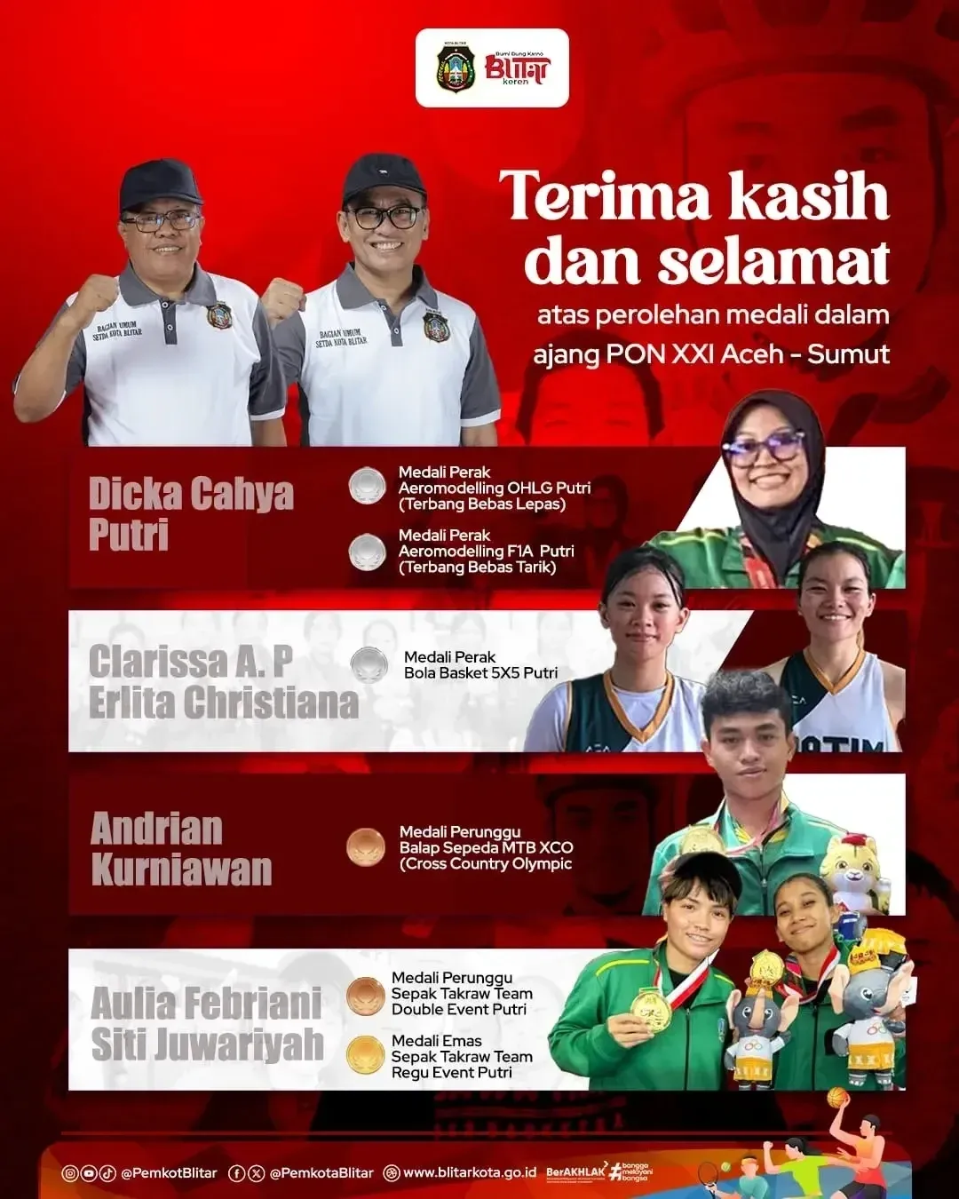 Atlet Kota Blitar Sukses di PON XXI Aceh - Sumut