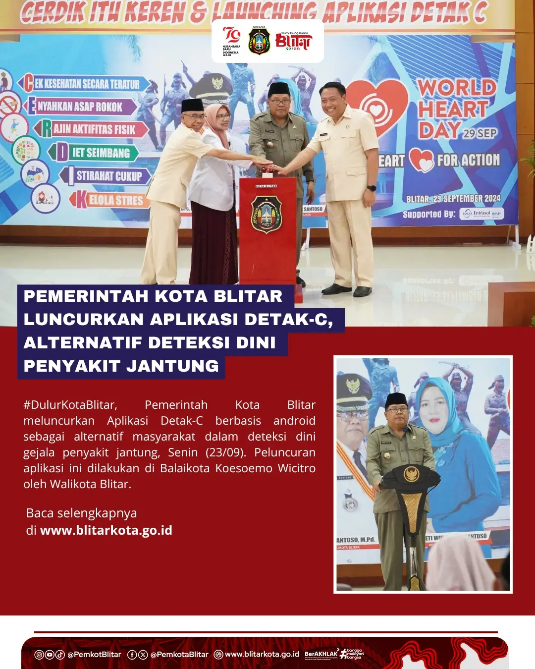 Pemerintah Kota Blitar Luncurkan Aplikasi Detak-C untuk Deteksi Dini Penyakit Jantung