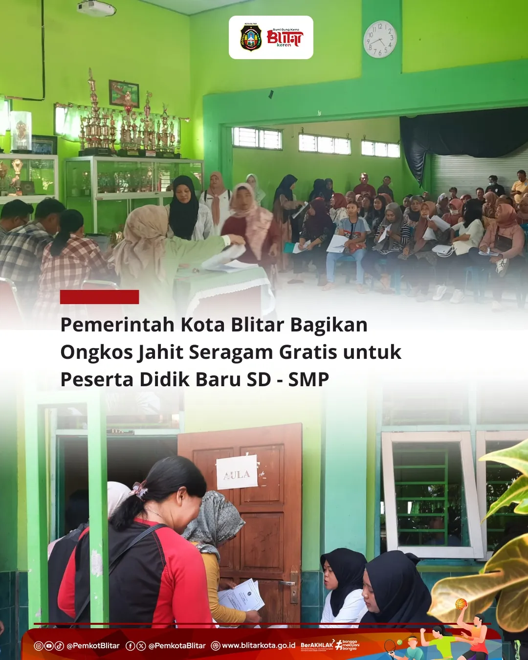 Pemerintah Kota Blitar Bagikan Ongkos Jahit Seragam Gratis untuk Siswa Baru