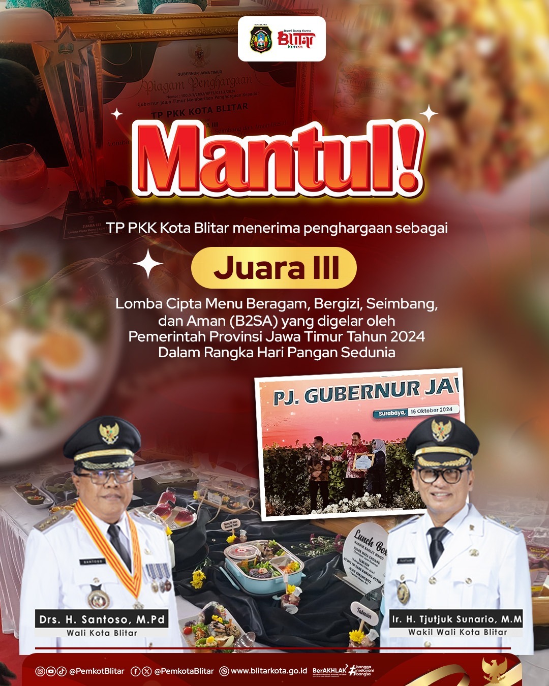 TP PKK Kota Blitar Raih Juara III Lomba Cipta Menu Sehat