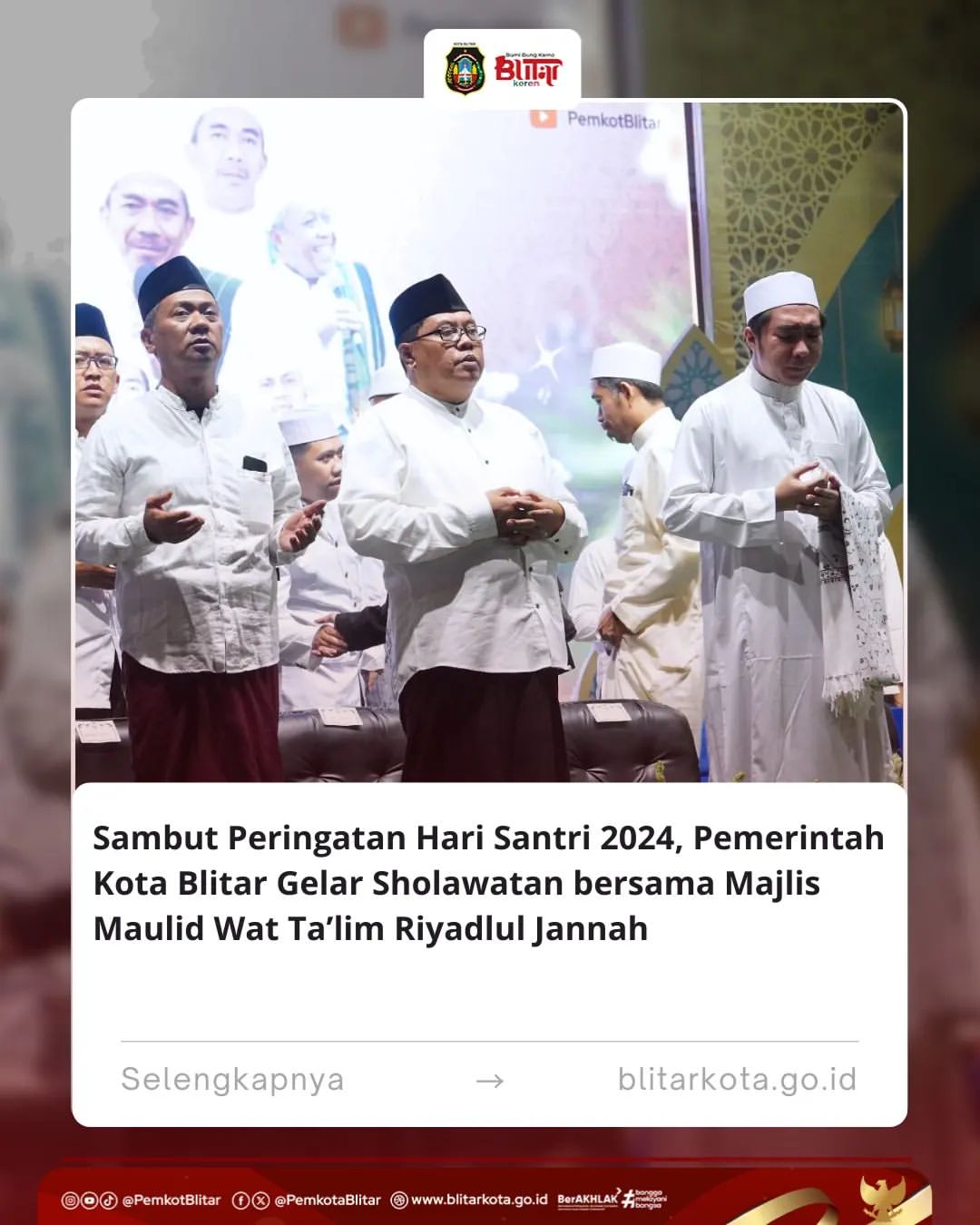 Kota Blitar Gelar Sholawatan dan Doa Bersama Menjelang Hari Santri