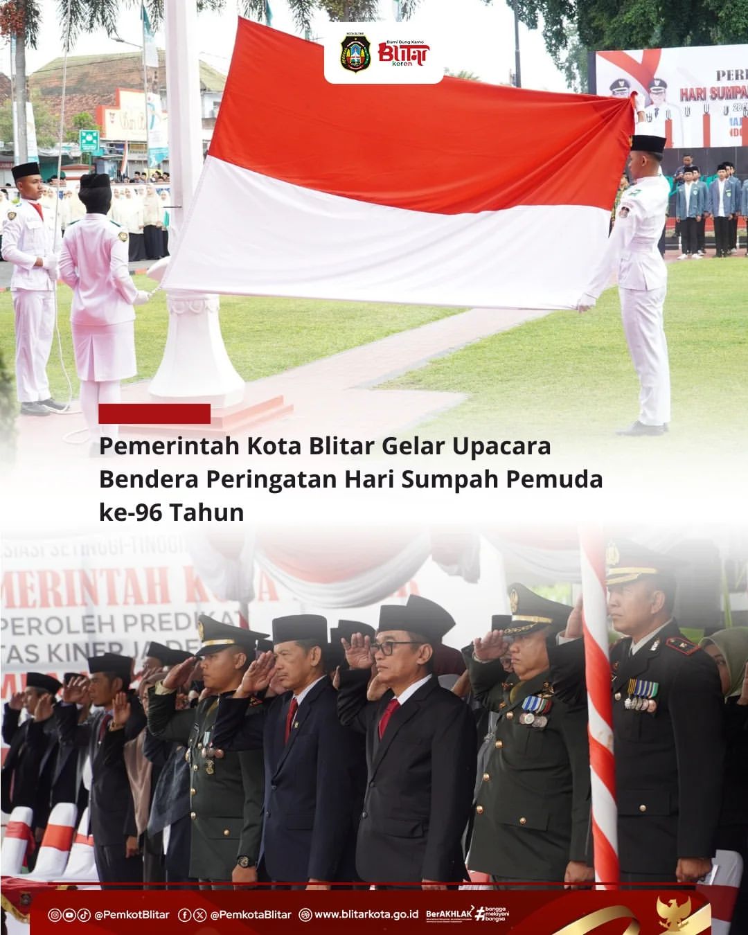 Upacara Peringatan Hari Sumpah Pemuda ke-96 di Kota Blitar