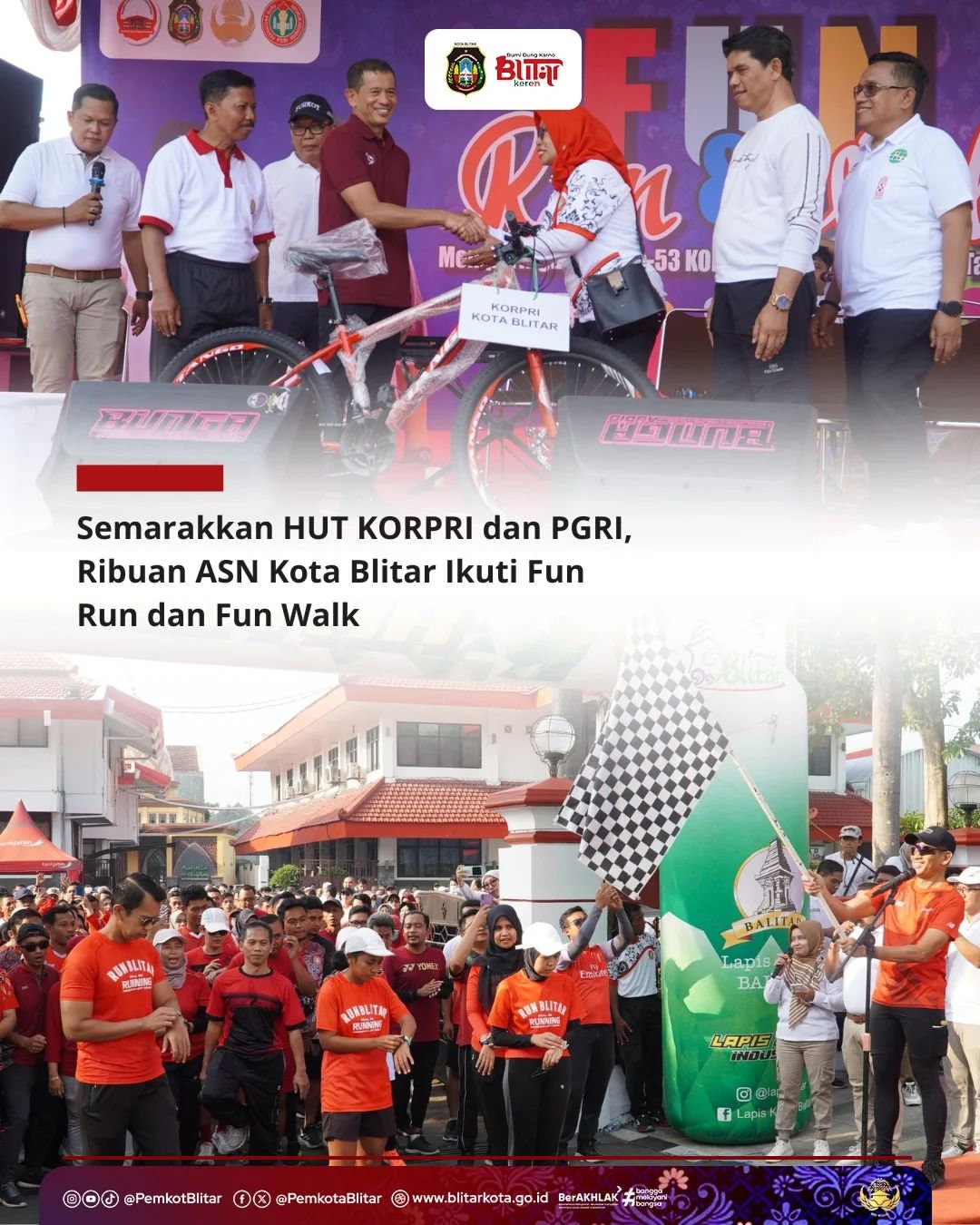 Kegiatan Memperingati HUT ke-53 Korpri dan HUT ke-79 PGRI di Blitar