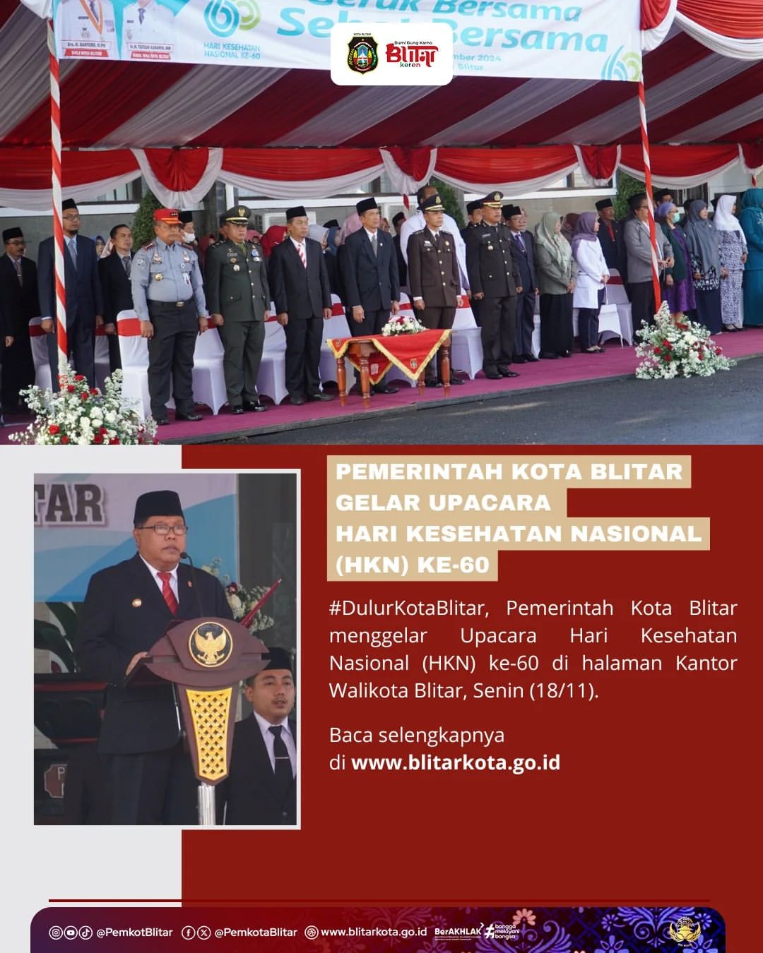 Pemerintah Kota Blitar Gelar Upacara Hari Kesehatan Nasional ke-60