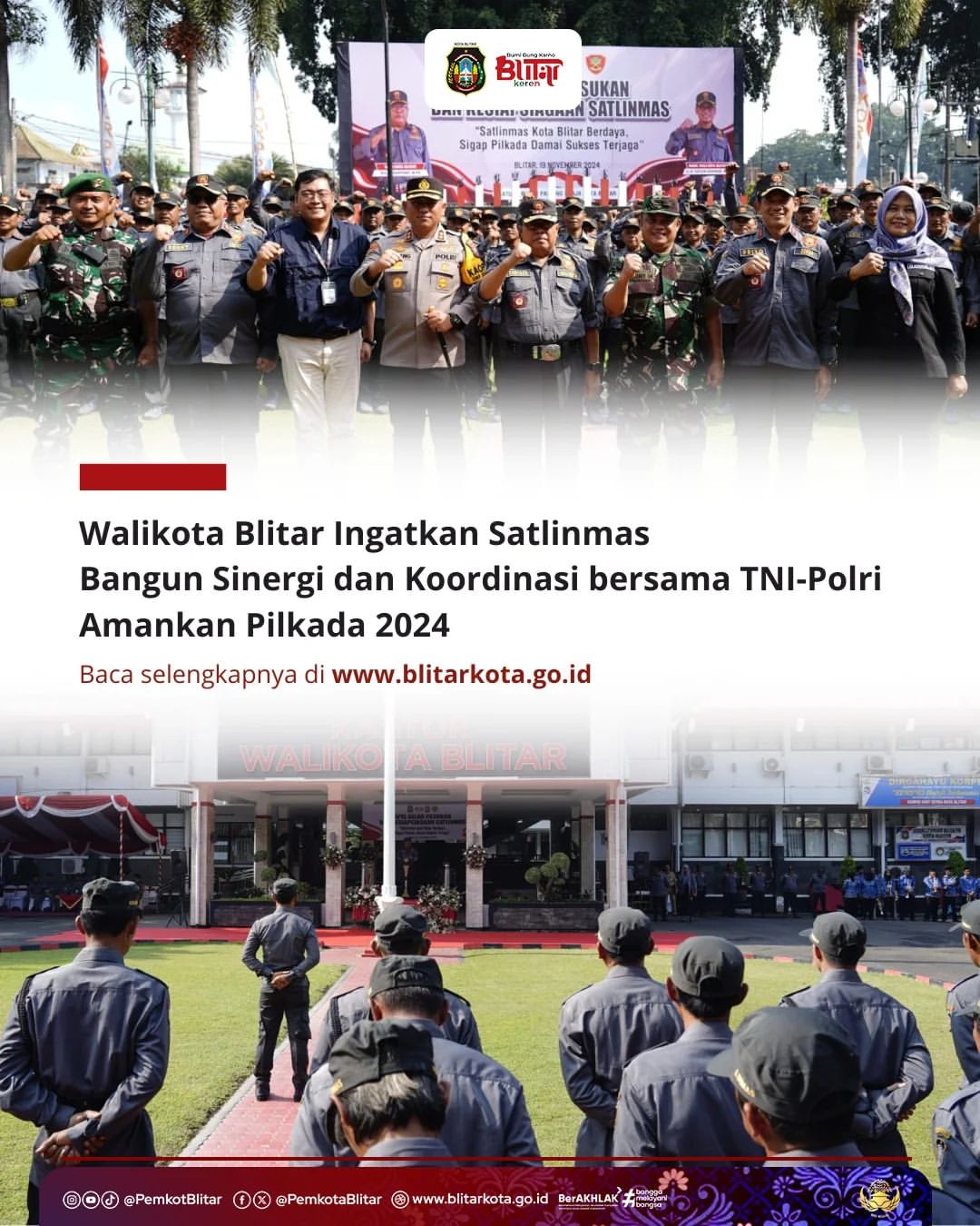 Kesiapsiagaan Satlinmas Menjelang Pilkada di Kota Blitar
