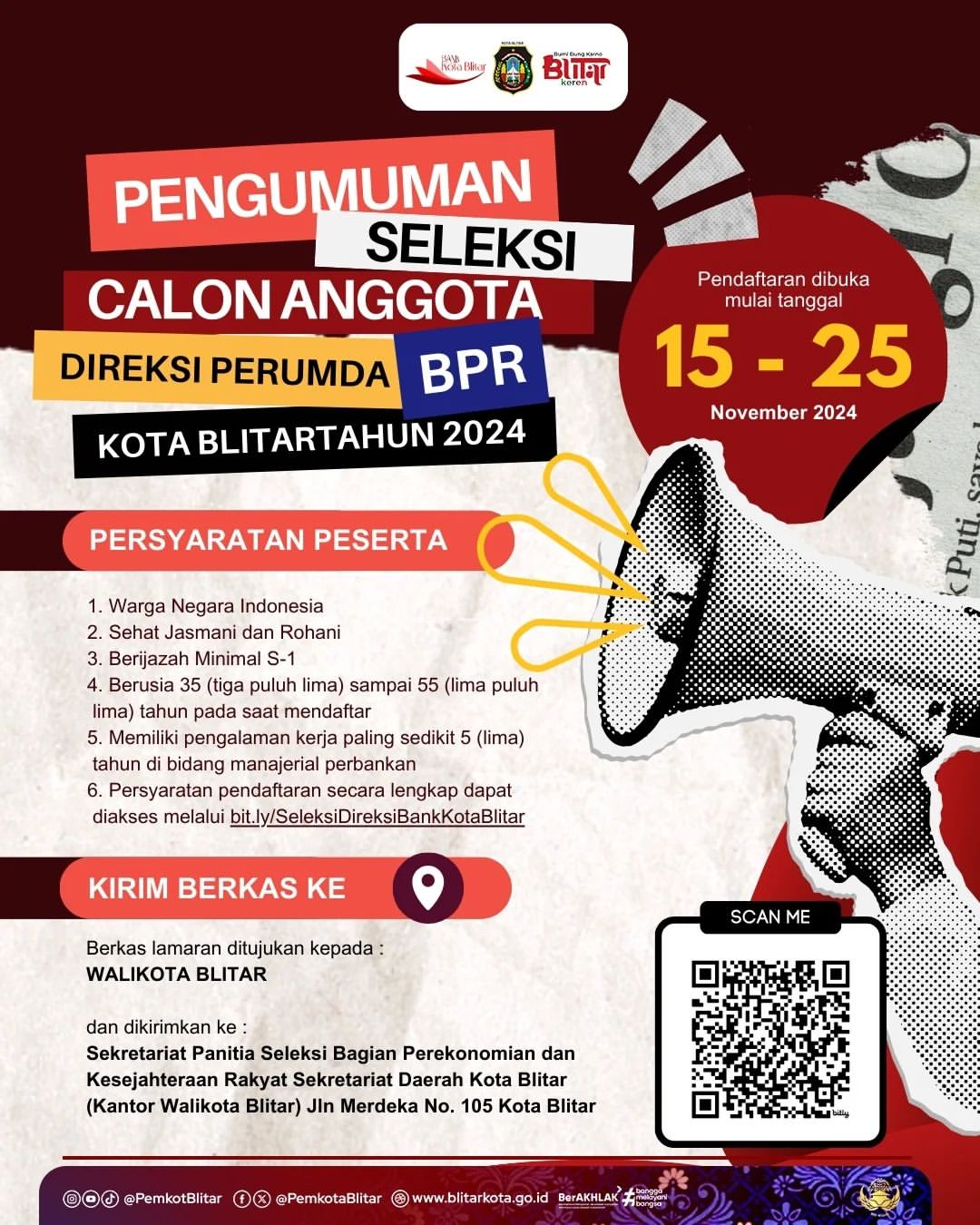 Penerimaan Calon Anggota Direksi Perumda BPR Kota Blitar