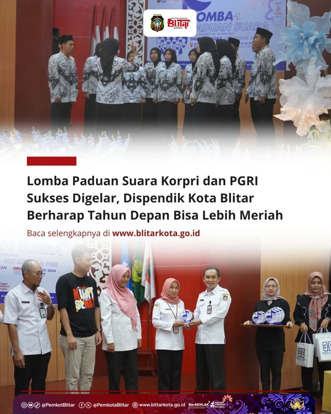 Lomba Paduan Suara Meriahkan Hari Jadi Korpri dan PGRI di Kota Blitar