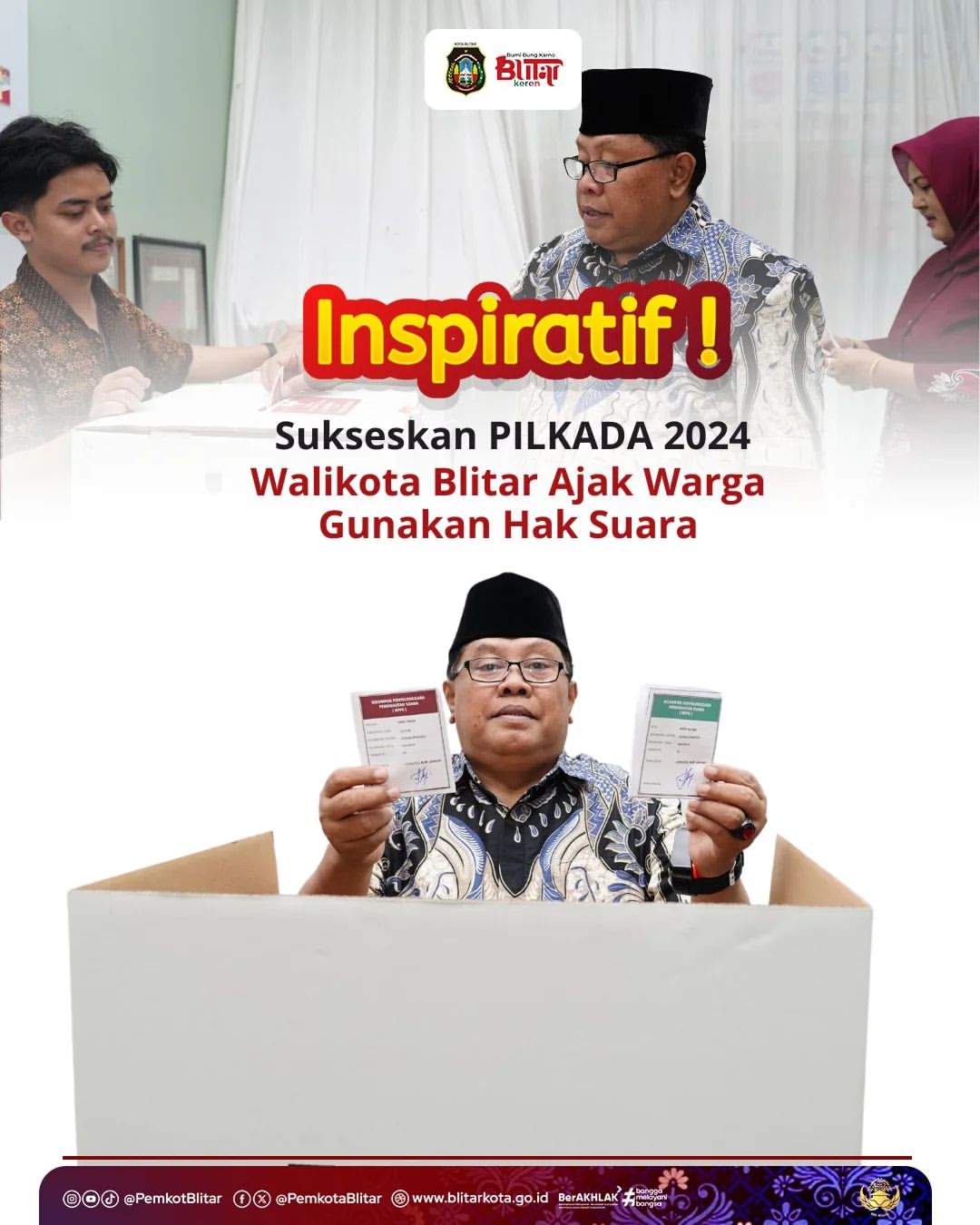 Wali Kota Blitar Ajak Masyarakat Gunakan Hak Suara di Pilkada 2024