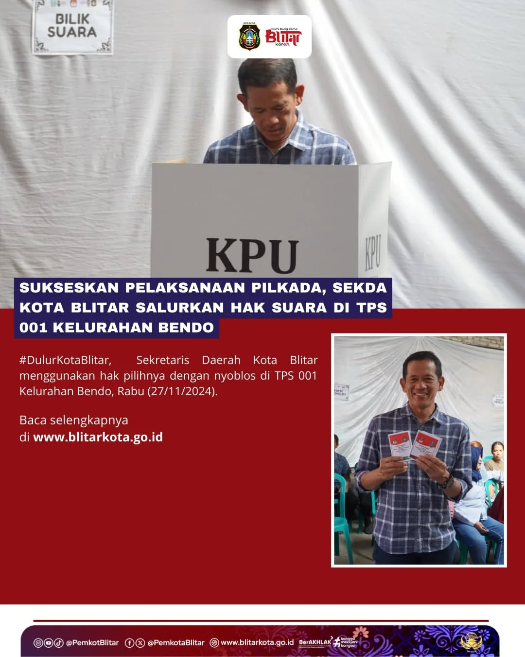Pelaksanaan Pilkada Kota Blitar 2024 Berjalan Lancar dan Aman