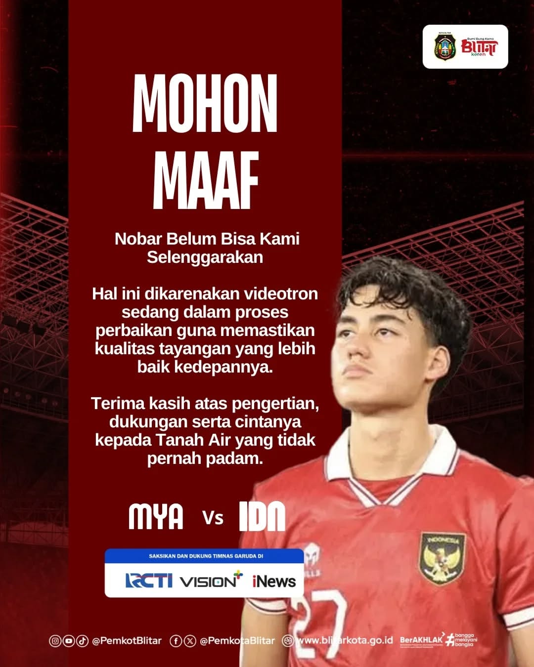 Pemberitahuan Penundaan Acara Nobar di Blitar
