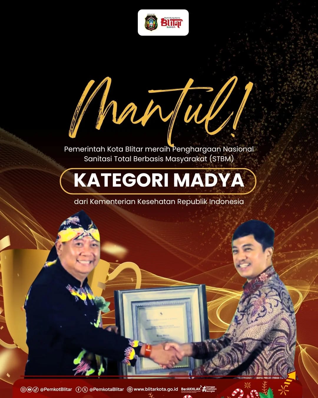 Kota Blitar Raih Penghargaan Nasional STBM Level Madya