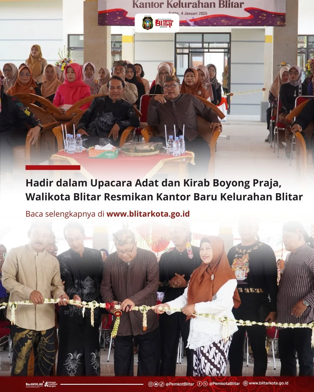 Kantor Kelurahan Blitar Pindah ke Lokasi Baru dengan Upacara Adat