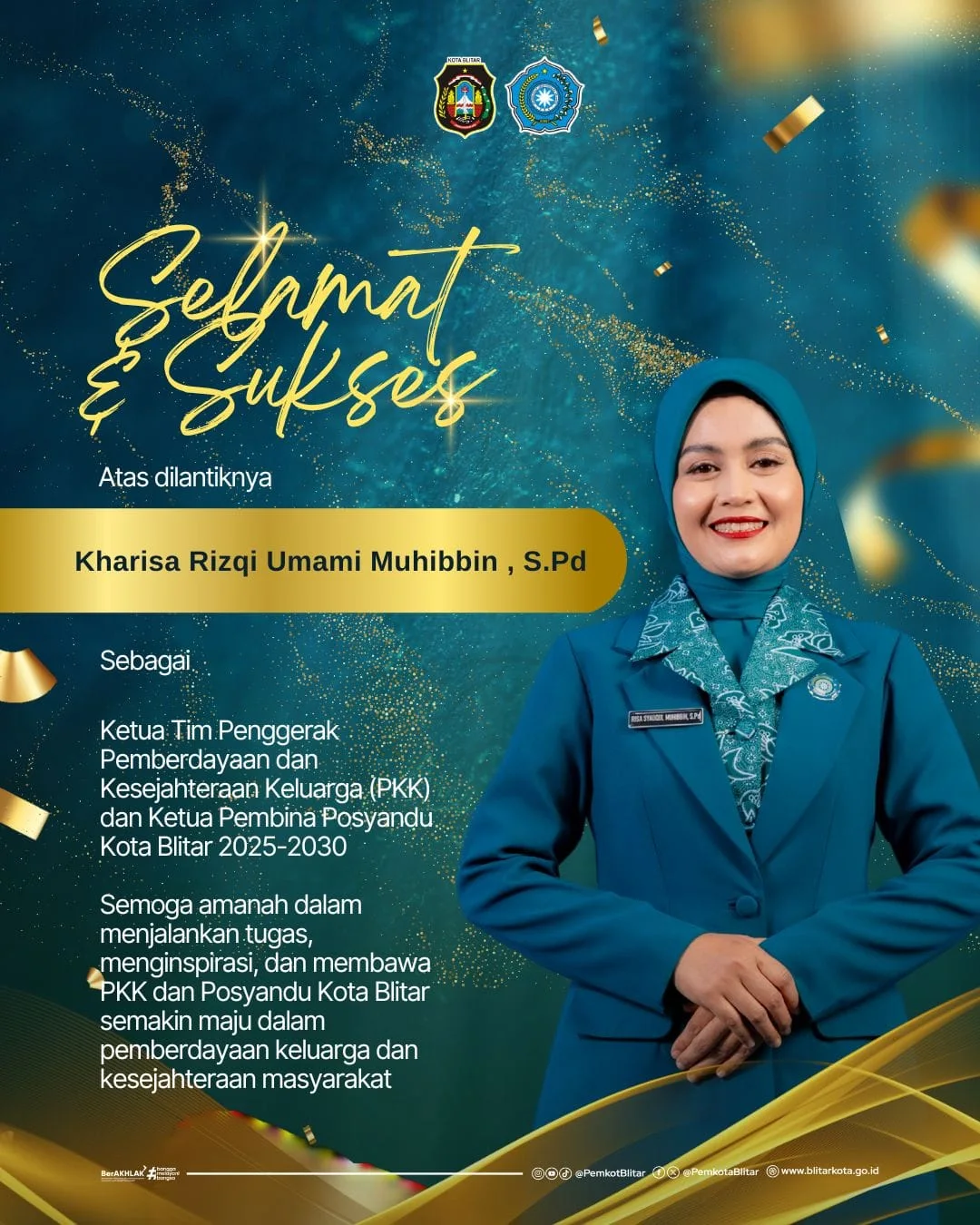 Pelantikan Ibu Kharisa Rizqi Umami Muhibbin sebagai Ketua PKK dan Posyandu Kota Blitar