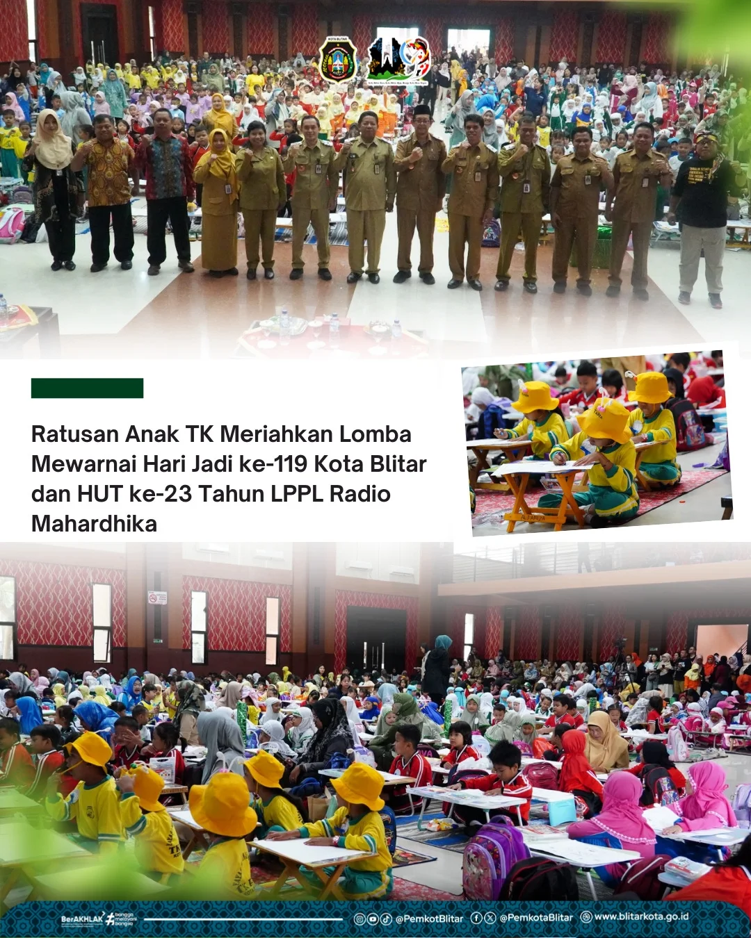 Lomba Mewarnai Ratusan Anak TK Rayakan HUT ke-119 Kota Blitar