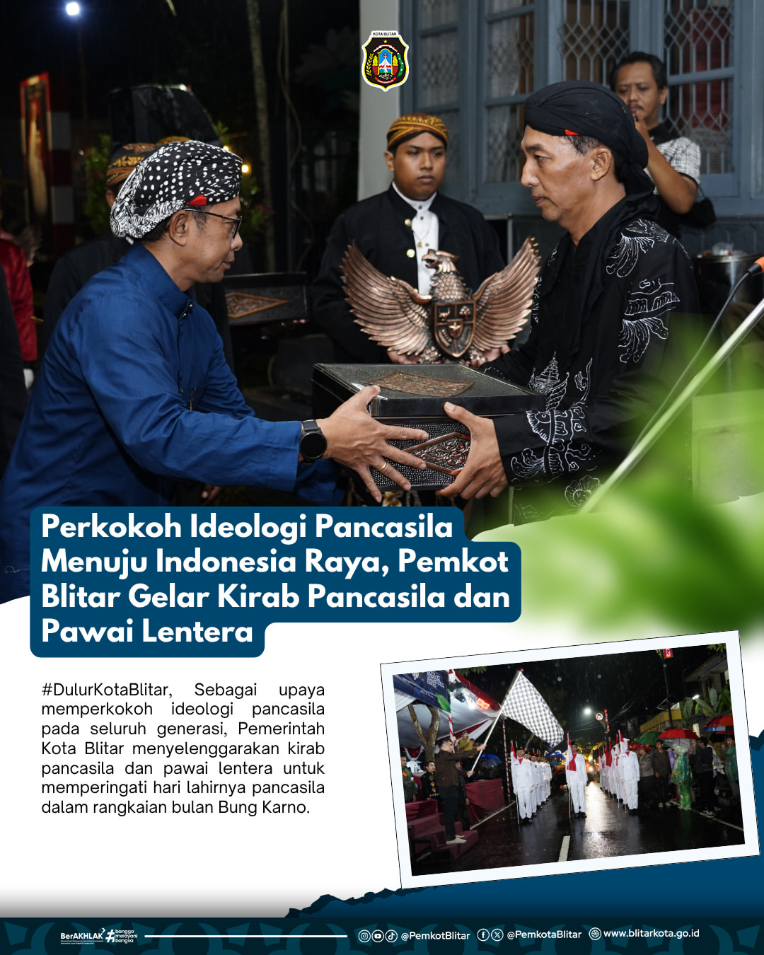 Kota Blitar Rayakan Hari Lahir Pancasila dengan Kirab dan Pawai Lentera