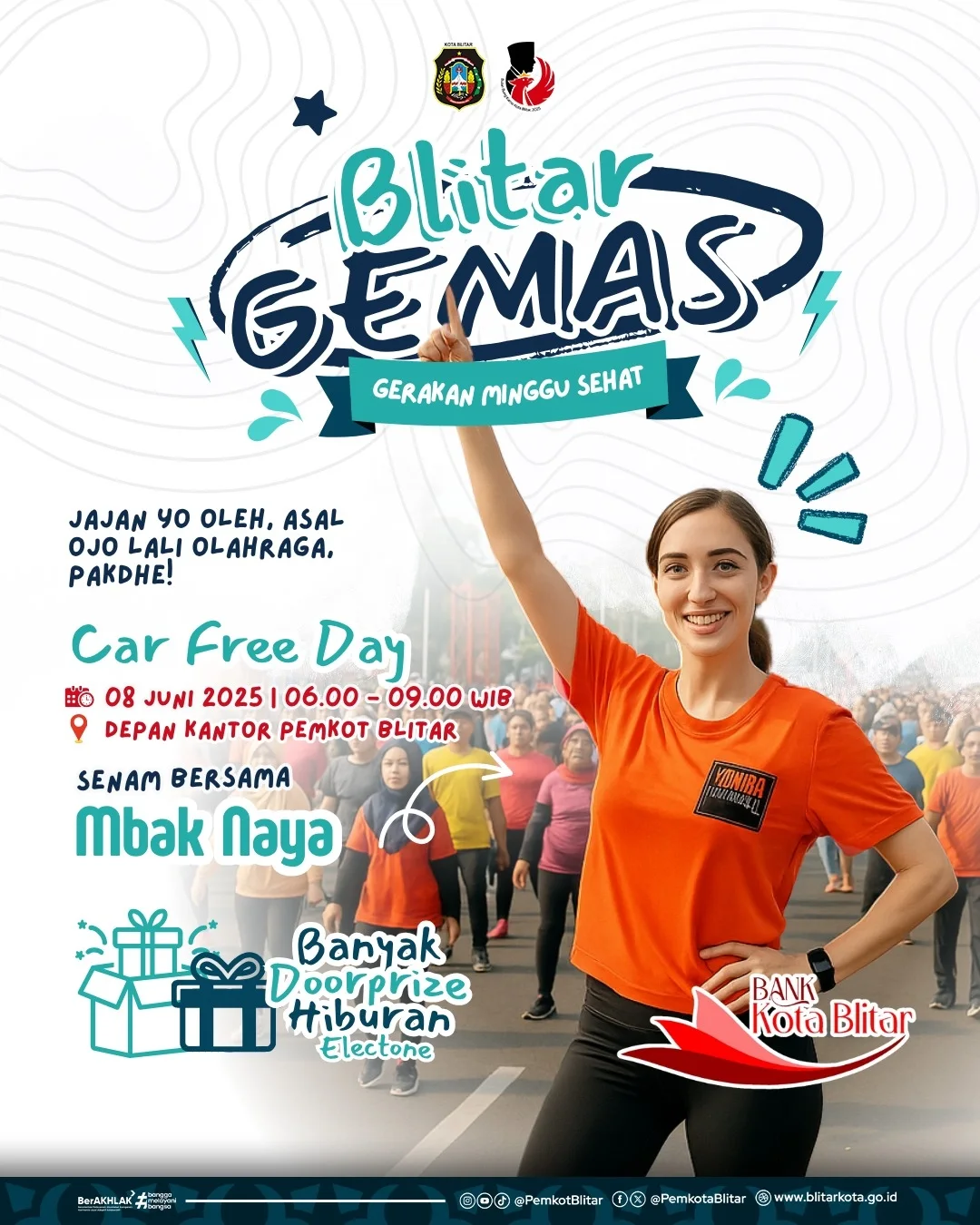 Senam Bersama di Hari Bebas Kendaraan Blitar