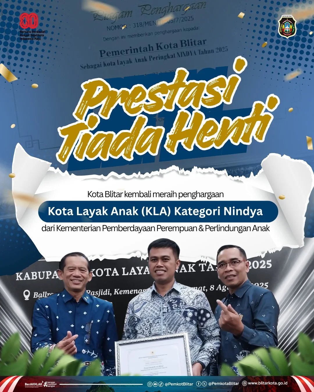 Kota Blitar Pertahankan Predikat Nindya Sebagai Kota Layak Anak