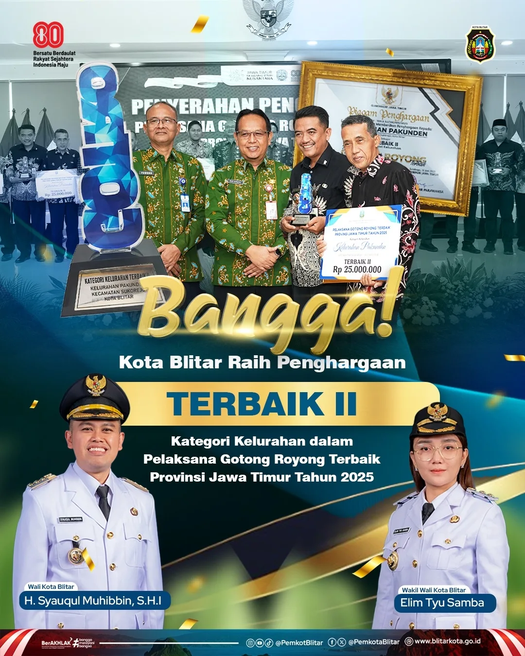 Kelurahan Pakunden Raih Juara Dua dalam Lomba Gotong Royong Tingkat Jawa Timur