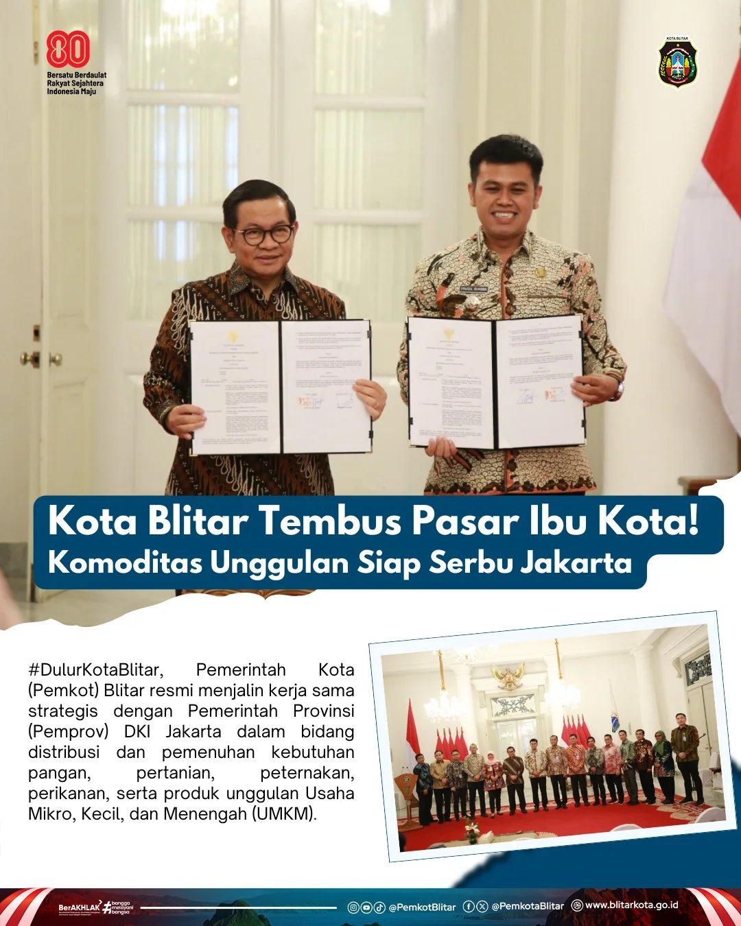 Pemerintah Blitar dan DKI Jakarta Jalin Kerja Sama Pengembangan Pangan dan UMKM