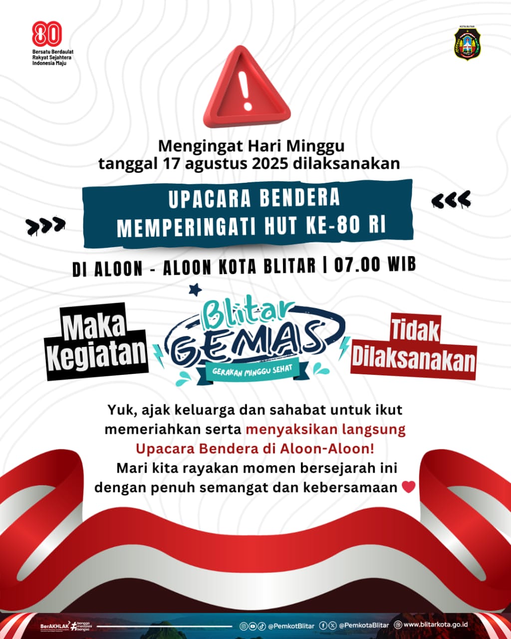 Rayakan Hari Ulang Tahun Kemerdekaan RI ke-80 dengan Upacara Spesial di Kota Blitar