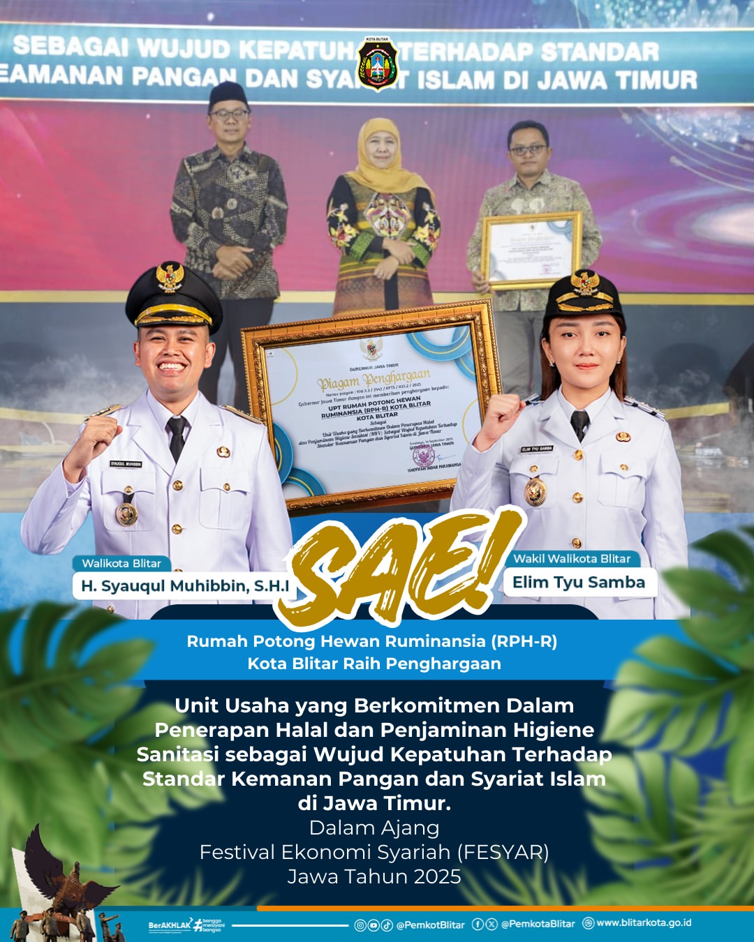 UPT RPH Kota Blitar Raih Penghargaan Penting dalam Penerapan Halal dan Higiene