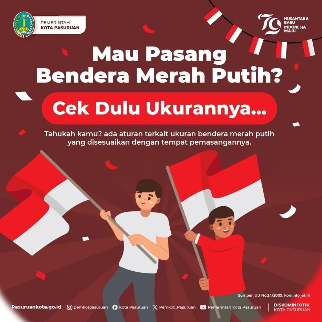 Ketentuan Ukuran dan Pemasangan Bendera Merah Putih di Pasuruan