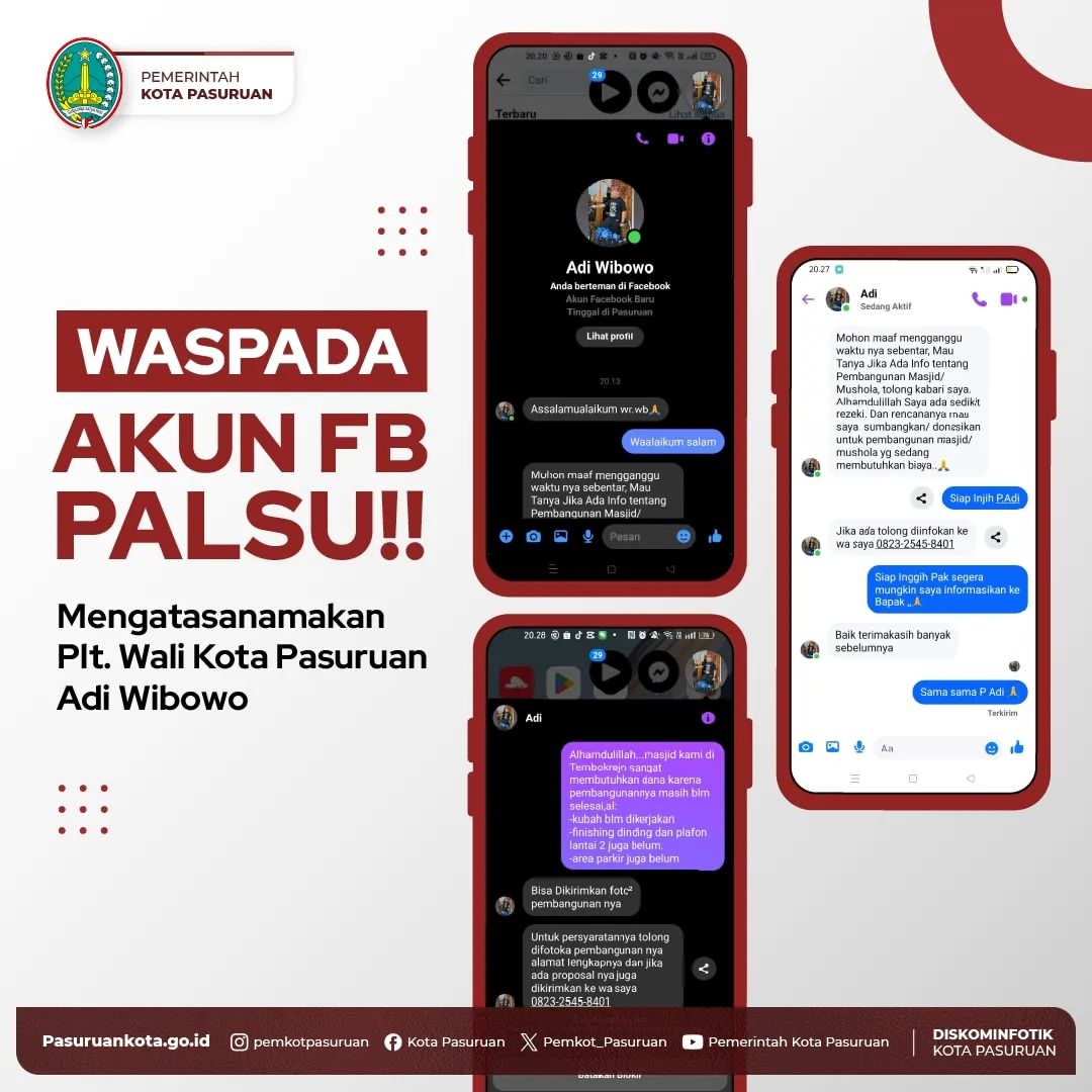 Warga Kota Pasuruan Diingatkan Waspada Terhadap Akun Palsu