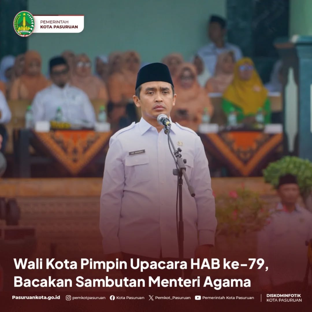 Wali Kota Pasuruan Memimpin Upacara Hari Amal Bhakti ke-79 Kementerian Agama