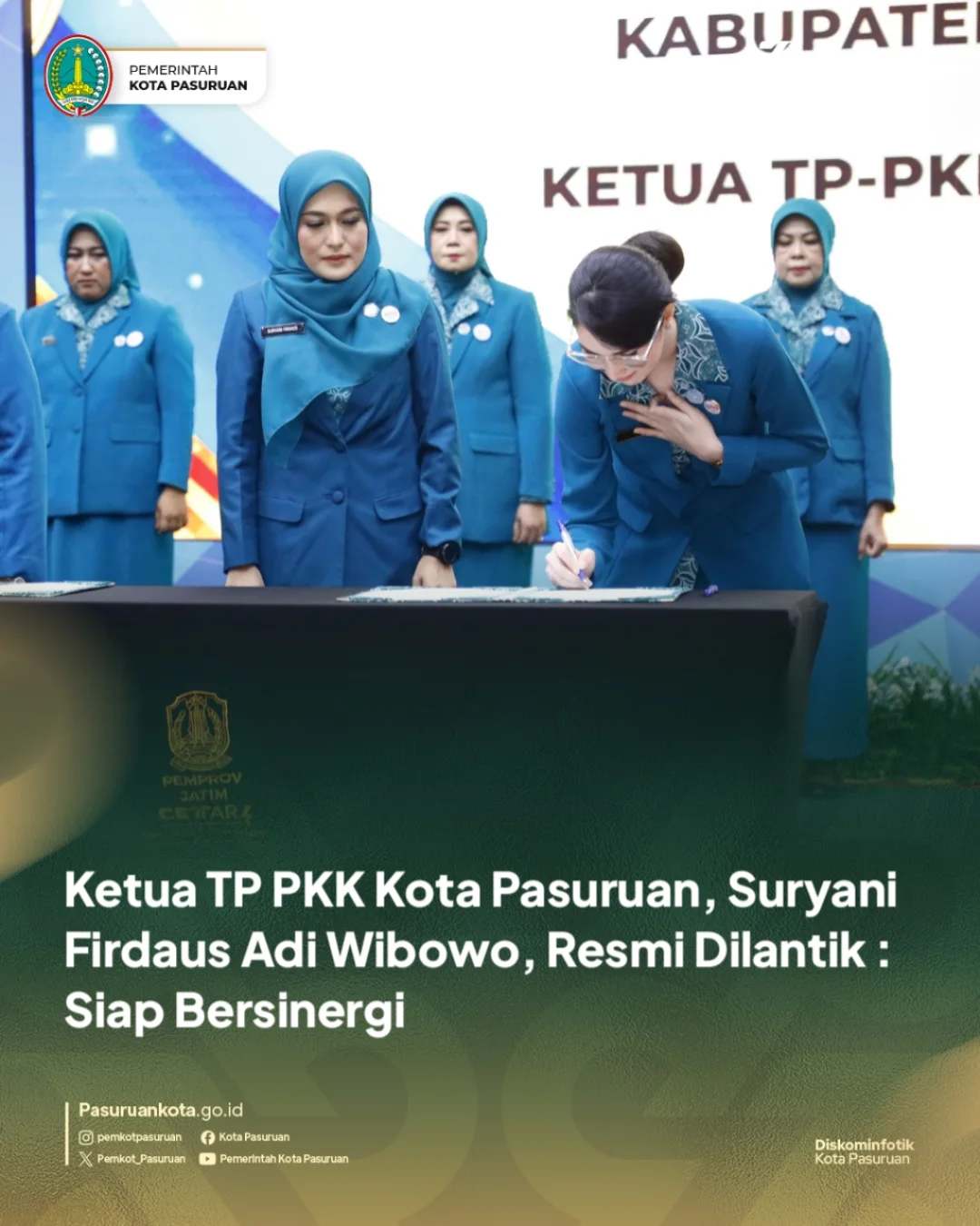 Pelantikan Ketua TP PKK Kota Pasuruan, Suryani Firdaus Adi Wibowo