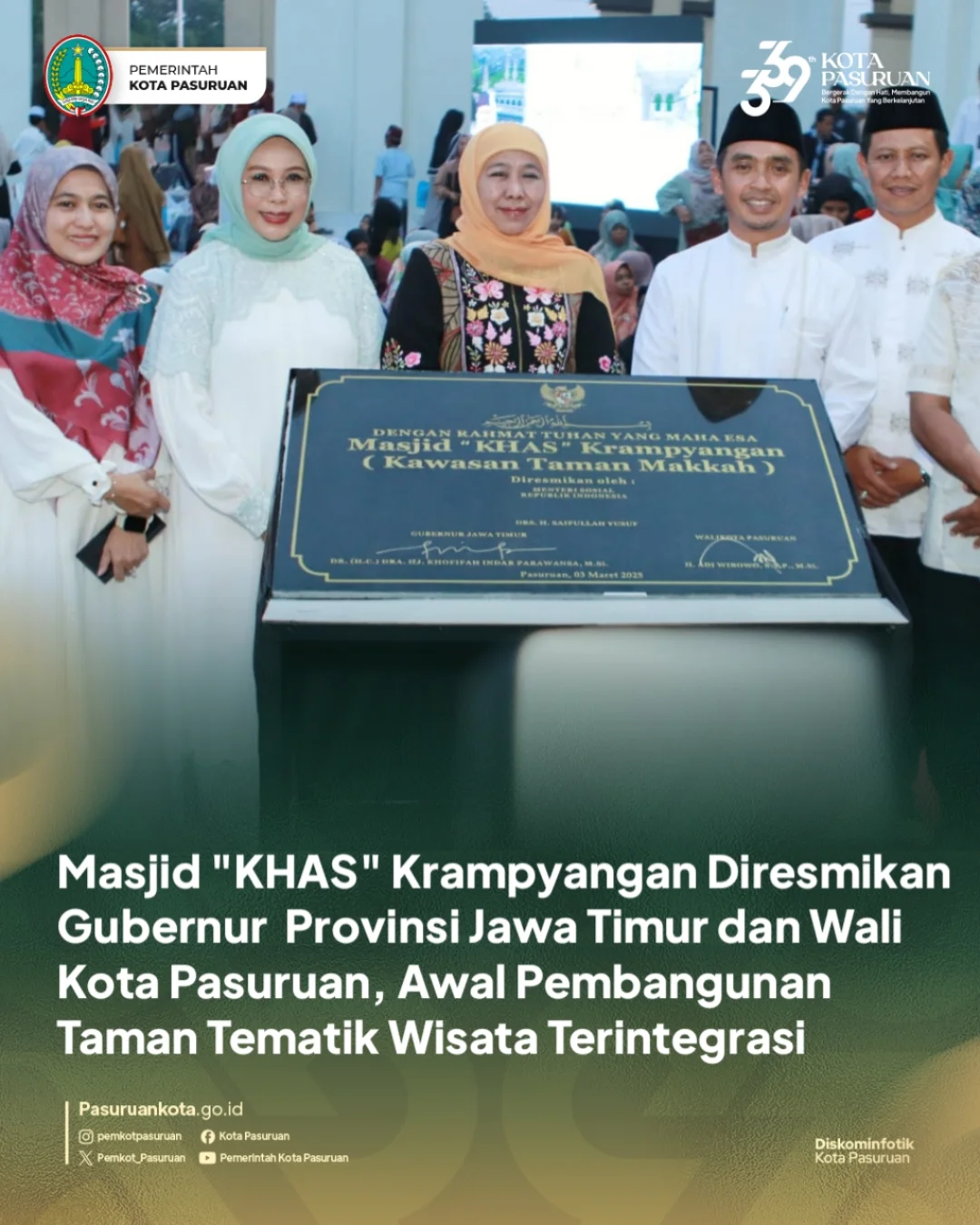 Peresmian Masjid KHAS di Pasuruan Menandai Awal Pembangunan Taman Tematik