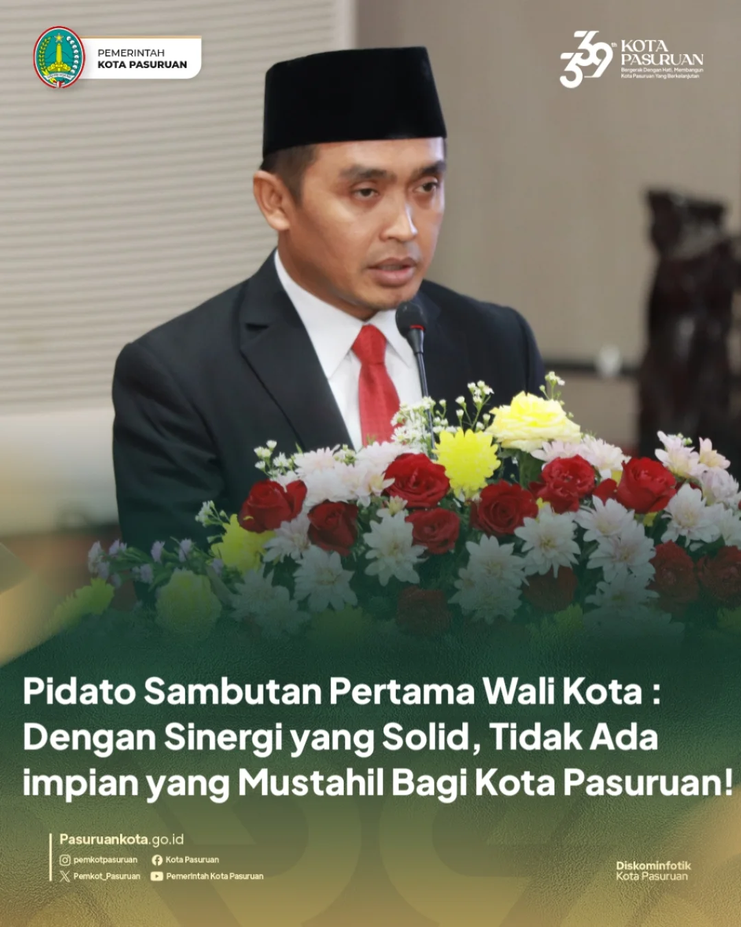 Pidato Pertama Wali Kota Pasuruan Menyoroti Visi Pembangunan Kota