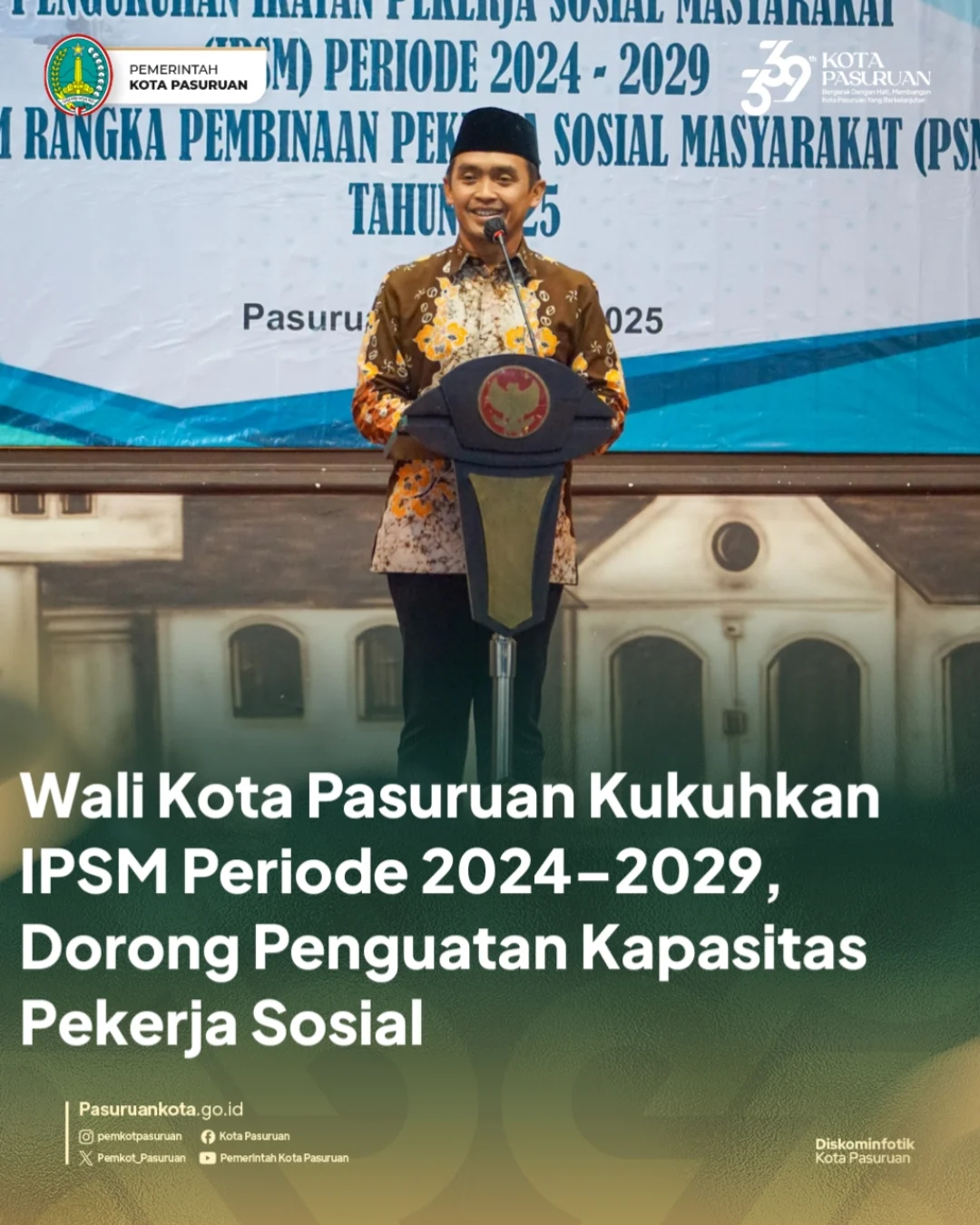 Wali Kota Pasuruan Lantik Ikatan Pekerja Sosial Masyarakat