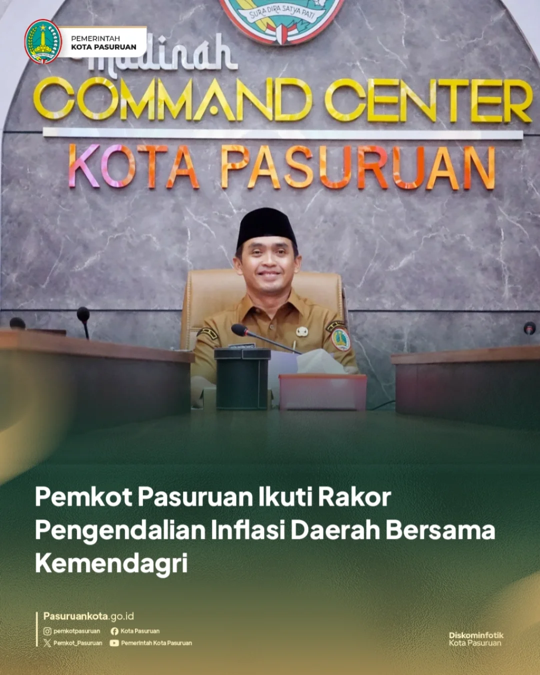 Wali Kota Pasuruan Ikuti Rapat Koordinasi Terkait Inflasi