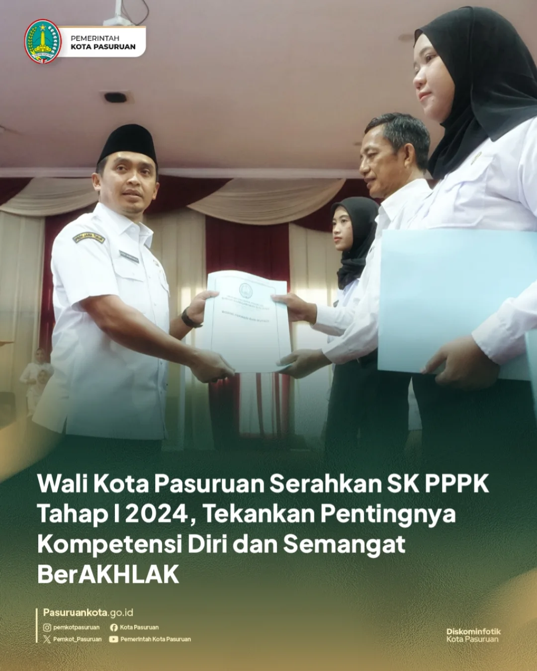 Walikota Pasuruan Resmi Serahkan SK PPPK kepada 97 Pegawai