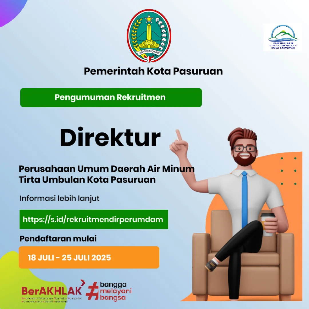 Pemerintah Kota Pasuruan Buka Rekrutmen Calon Direktur PDAM