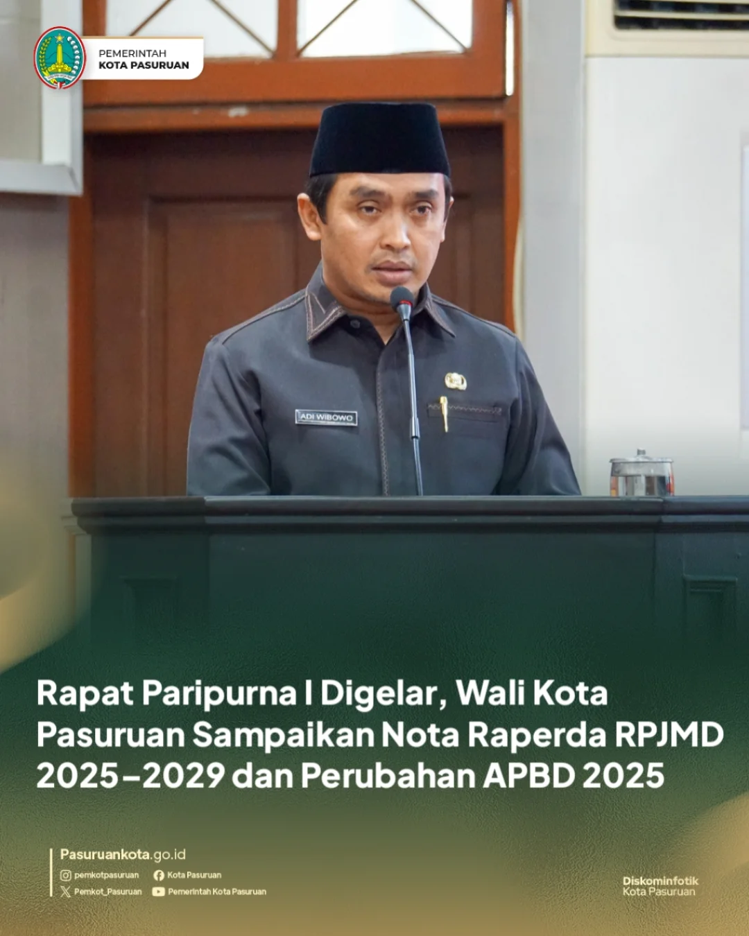 DPRD Kota Pasuruan Gelar Rapat Paripurna Penyampaian Raperda