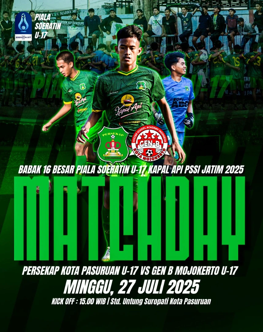 Persaingan Seru di Babak 16 Besar Piala Soeratin U-17: Persekap Kota Pasuruan Vs GEN B Mojokerto