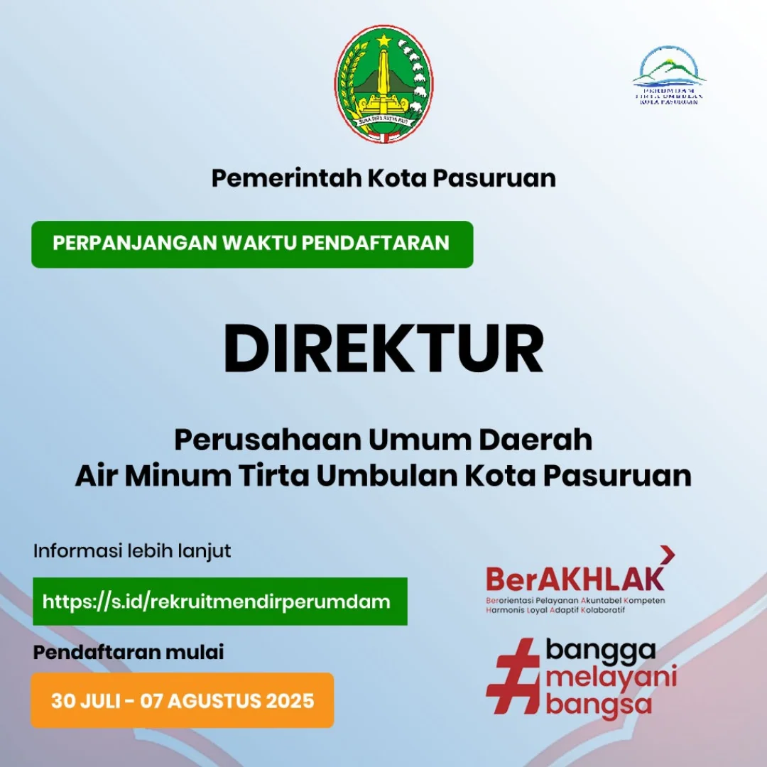 Pemerintah Kota Pasuruan Perpanjang Pendaftaran Direktorat Perumdam Tirta Umbulan