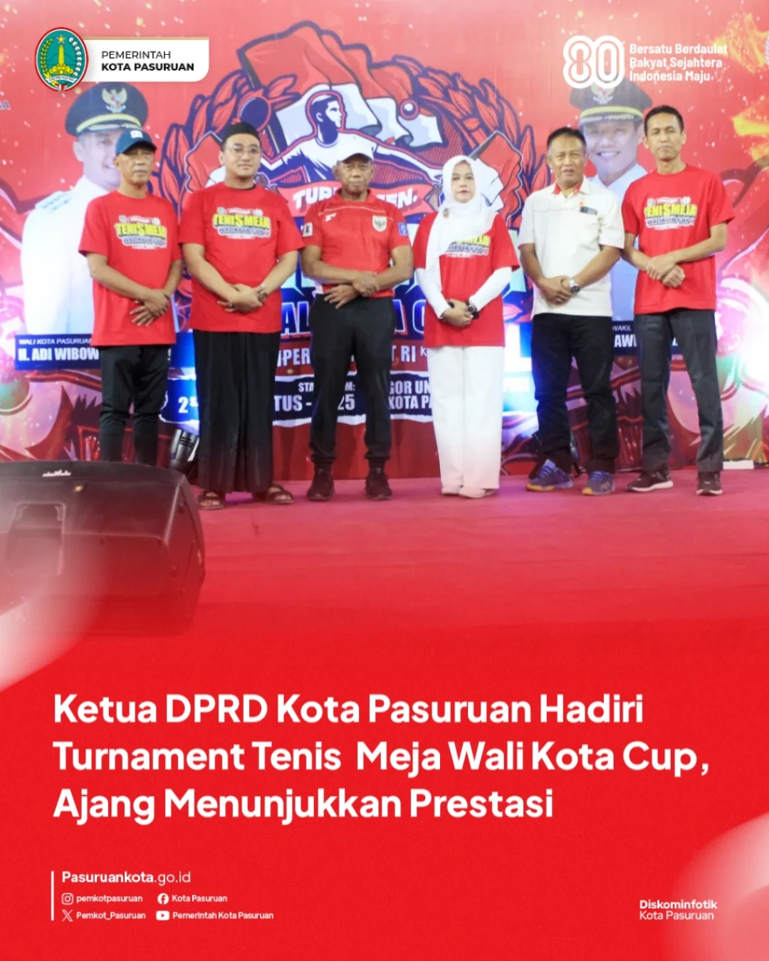 Turnamen Tenis Meja Wali Kota Cup Meriah di Pasuruan dalam Rangka HUT RI ke-80