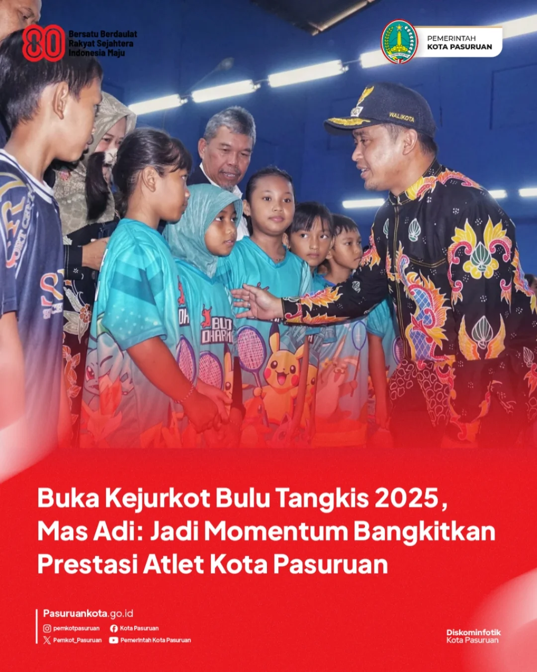 Kejuaraan Bulu Tangkis Kota Pasuruan Tahun 2025 Resmi Dibuka