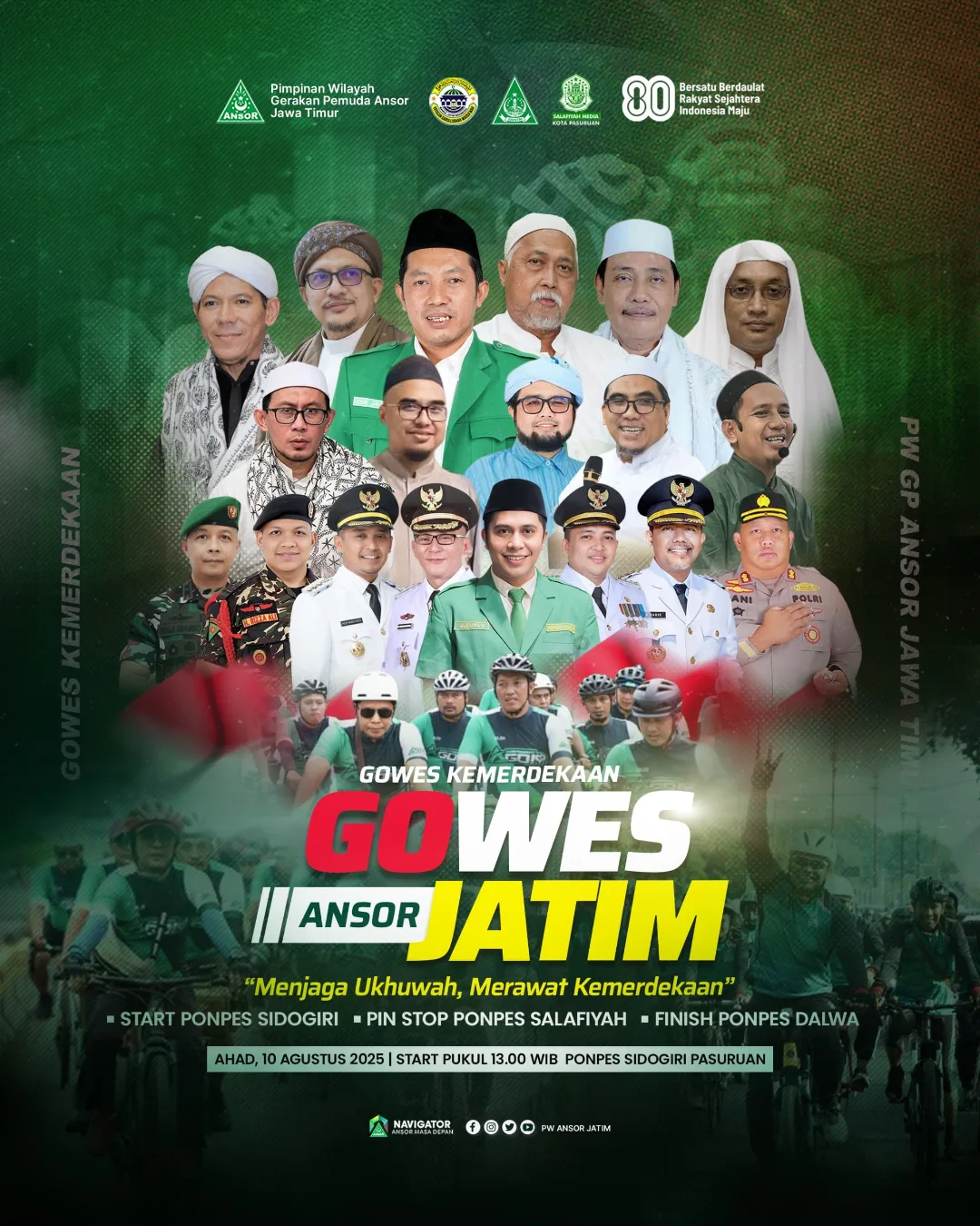Gowes Merdeka Menyemarakkan HUT RI ke-80 di Jawa Timur