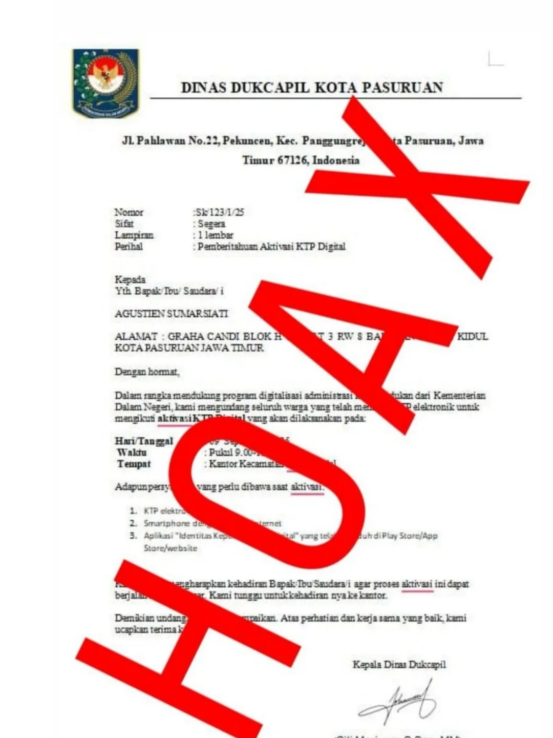 Waspada! Surat Pemberitahuan Aktivasi KTP Digital yang Beredar Termasuk Hoaks