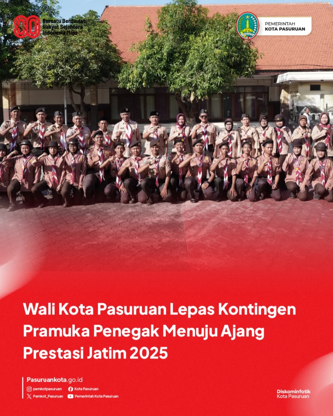 Wali Kota Pasuruan Lepas 16 Kontingen Pramuka Menuju Kompetisi di Jawa Timur 2025