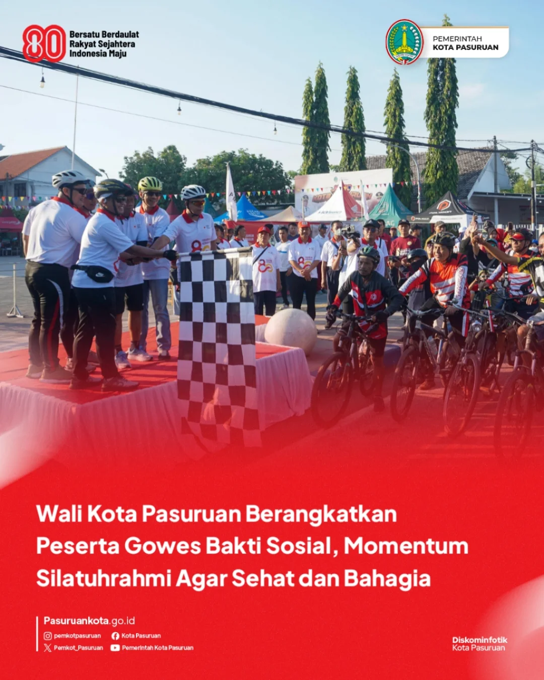 Wali Kota Pasuruan Menggelar Gowes dan Bakti Sosial untuk Merayakan HUT ke-80 Palang Merah Indonesia