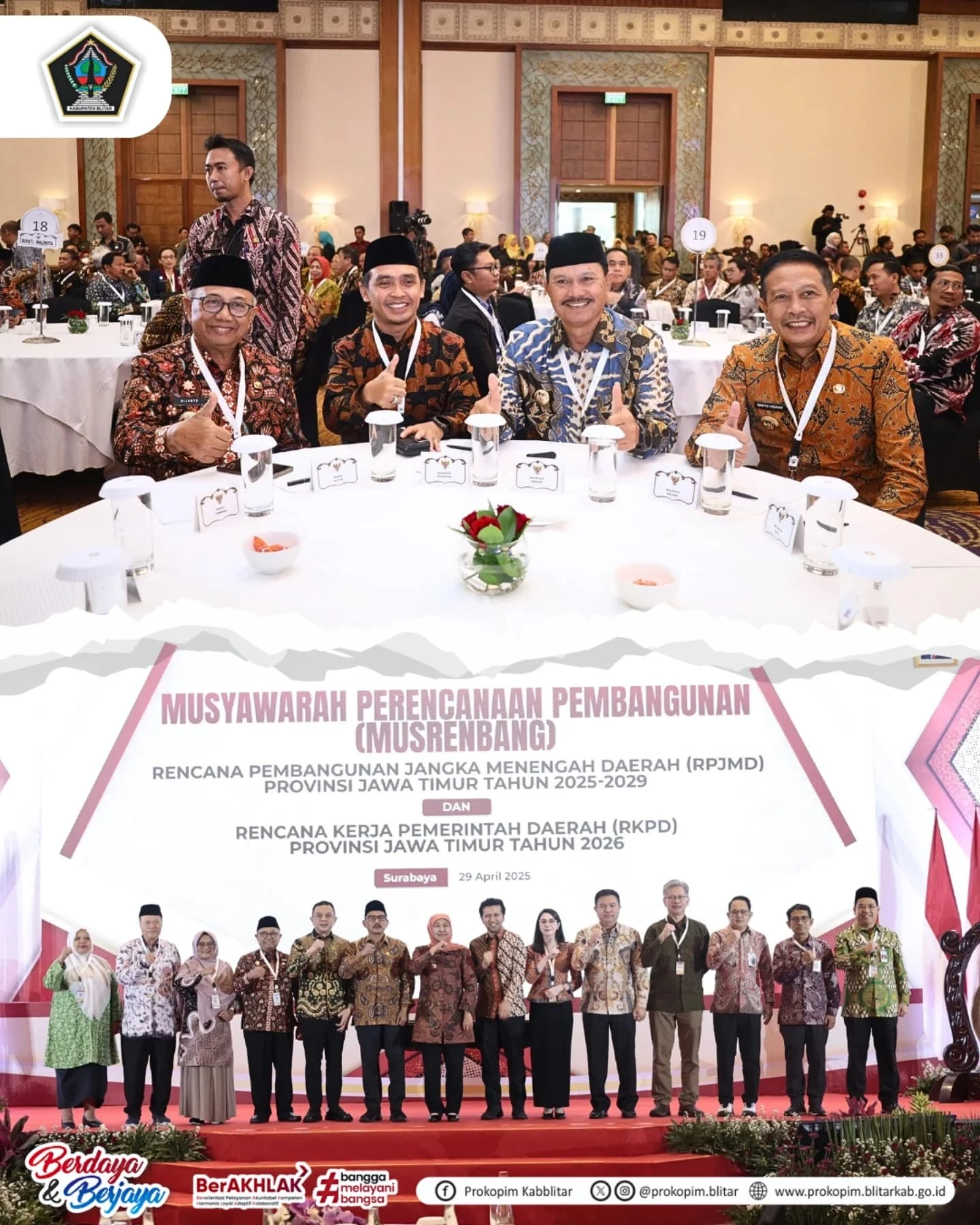 Bupati Blitar Hadiri Musrenbang untuk Rencana Pembangunan Jawa Timur