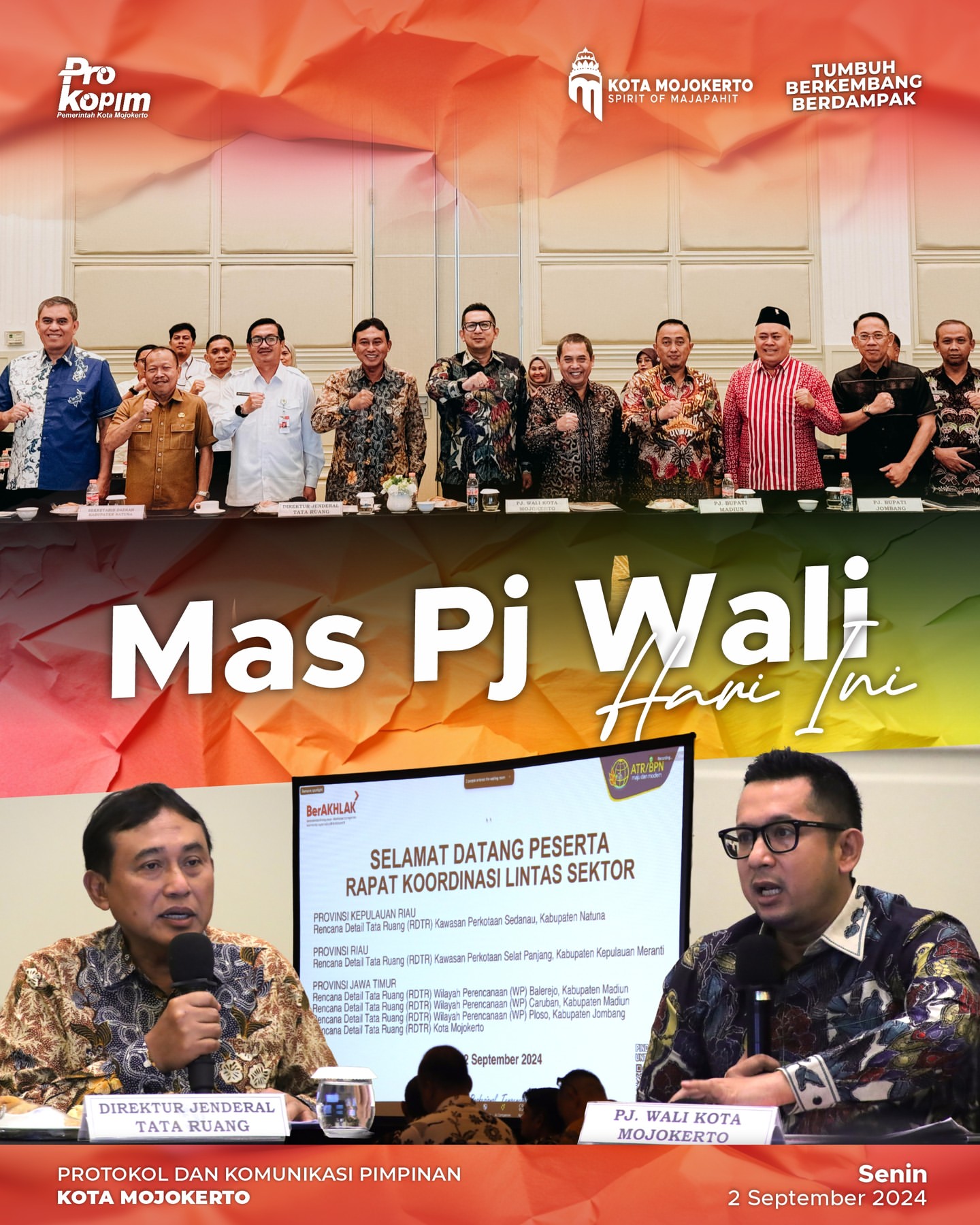 Pj Wali Kota Mojokerto Hadiri Pemaparan Rencana Tata Ruang 2024-2044